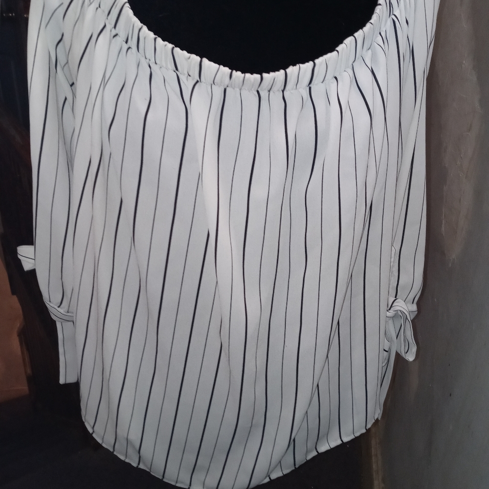 Forever 21+ Off Shoulder White and Black Top